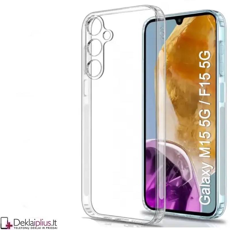 Silikoninis dėklas su kameros apsauga 2.0 mm storio - permatomas (Samsung Galaxy M15 5G) Silikoninis dėklas su kameros apsauga 2.0 mm storio - permatomas (Samsung Galaxy M15 5G)
